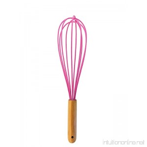 COOKIECUTTERKINGDOM Pink Wooden Kitchen Whisk. Wired Silicon Whisk Perfect for Blending Stirring and Beating. Beautiful Wood Handle and Smooth Feel. - B00QA87LQ2